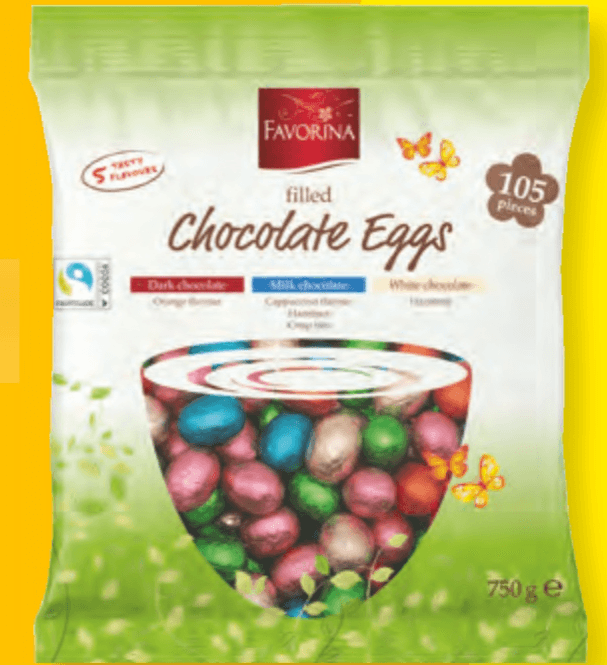 Favorina Polnjena velikonočna čokoladna jajčka 750 g - Akcija v trgovini Lidl