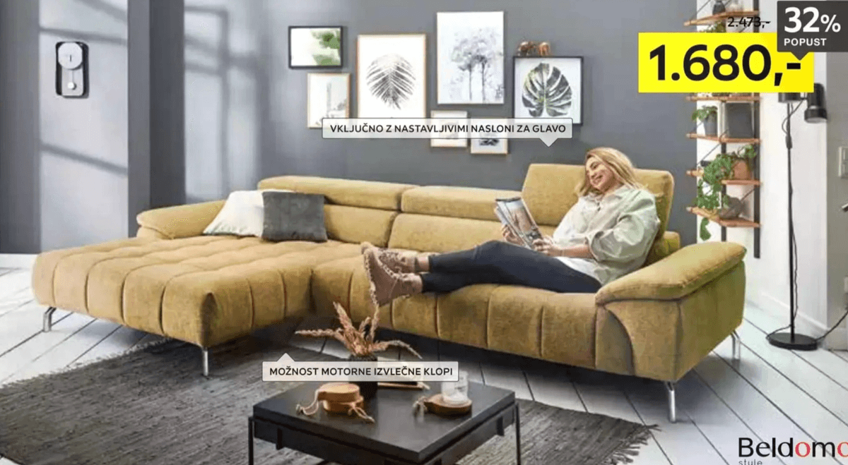 Sedežna garnitura Beldomo style - Akcija v trgovini Lesnina