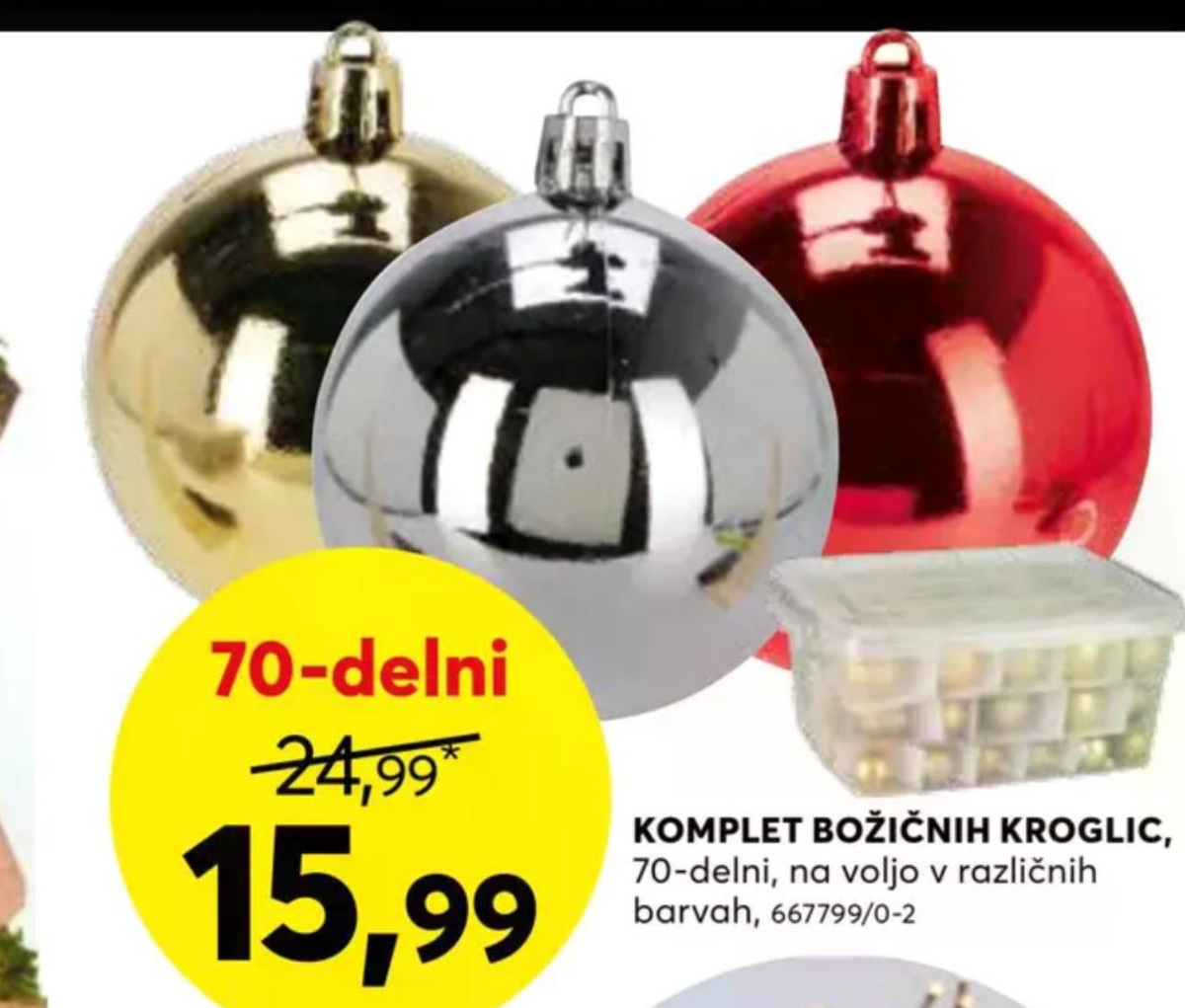 Komplet božičnih kroglic 70-delni - Akcija v trgovini Dipo
