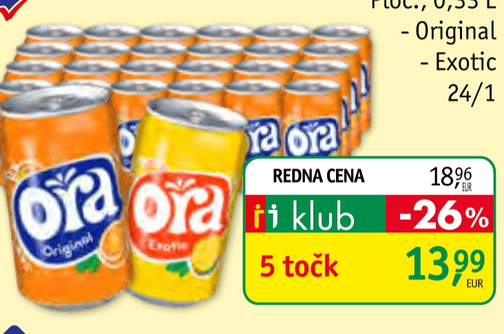 Pijača Ora 0,33 L - Akcija v trgovini Jager