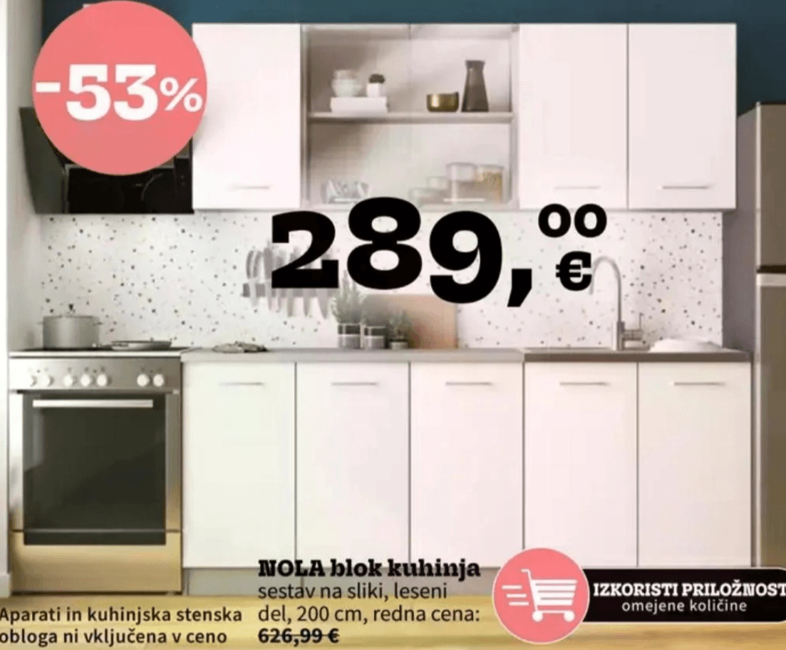 NOLA blok kuhinja - Akcija v trgovini Prima