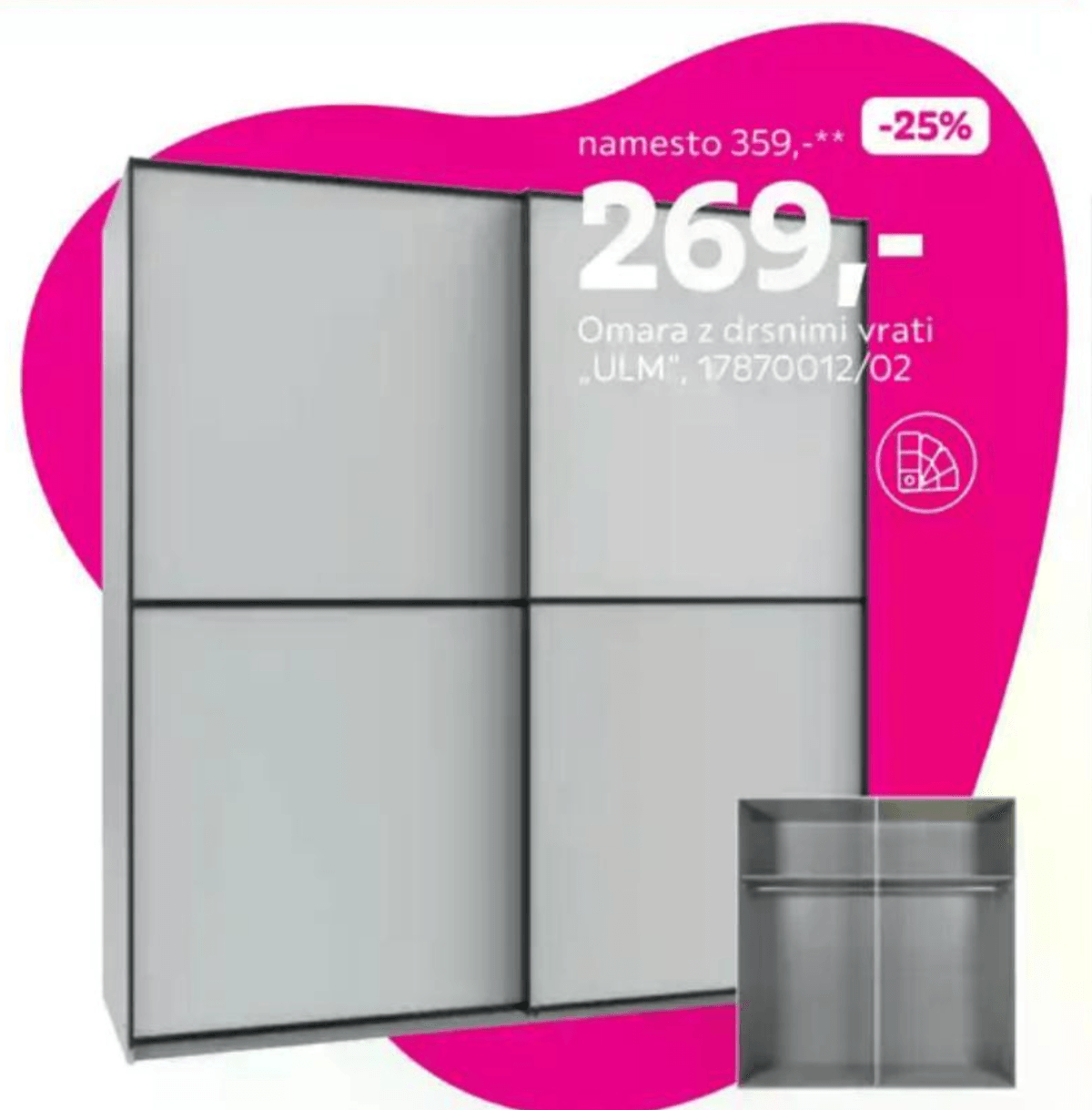 Omara z drsnimi vrati „ULM" - Akcija v trgovini Mömax