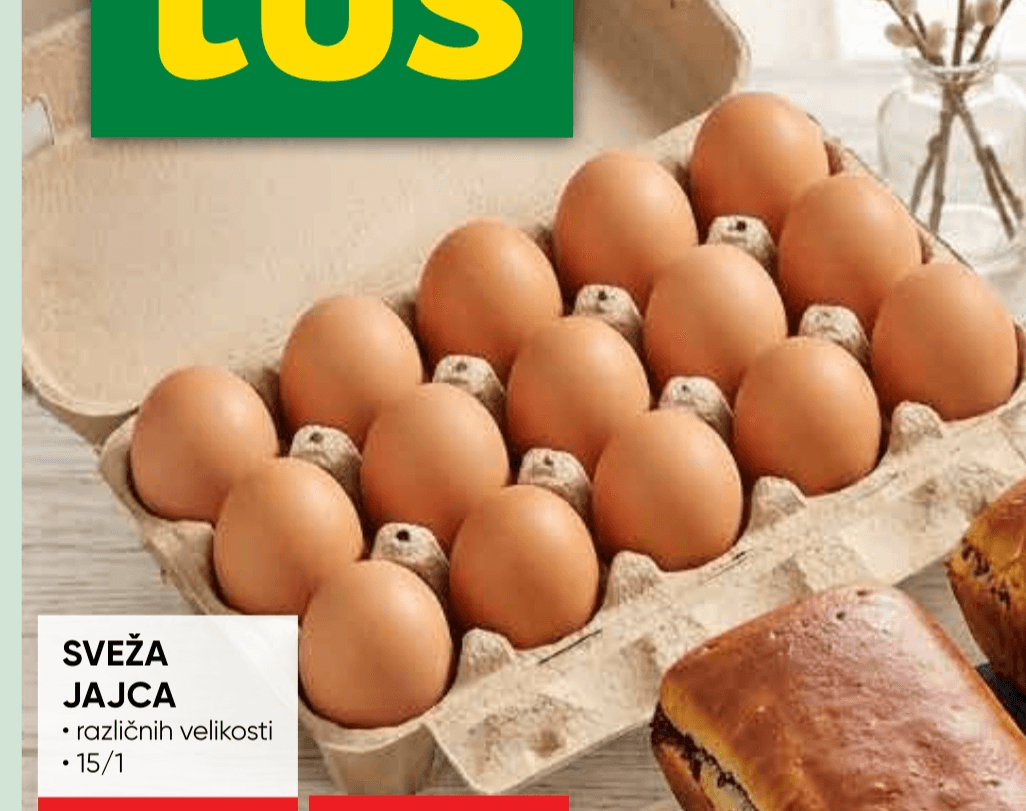 Sveža jajca 15/1 - Akcija v trgovini Tuš