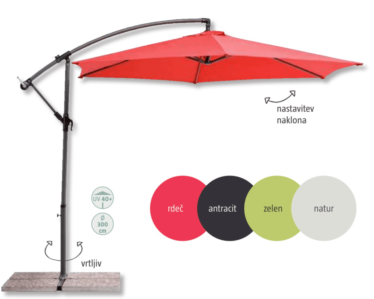 Viseči senčnik 'Toscana' Ø 300 cm - Akcija v trgovini Bauhaus