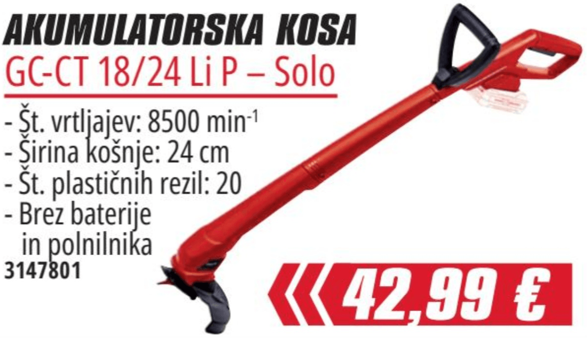Akumulatorska kosa GC-CT 18/24 Li P Einhell - Akcija v trgovini Merkur