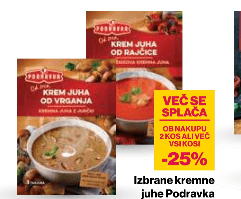 Izbrane kremne juhe Podravka - Akcija v trgovini Mercator