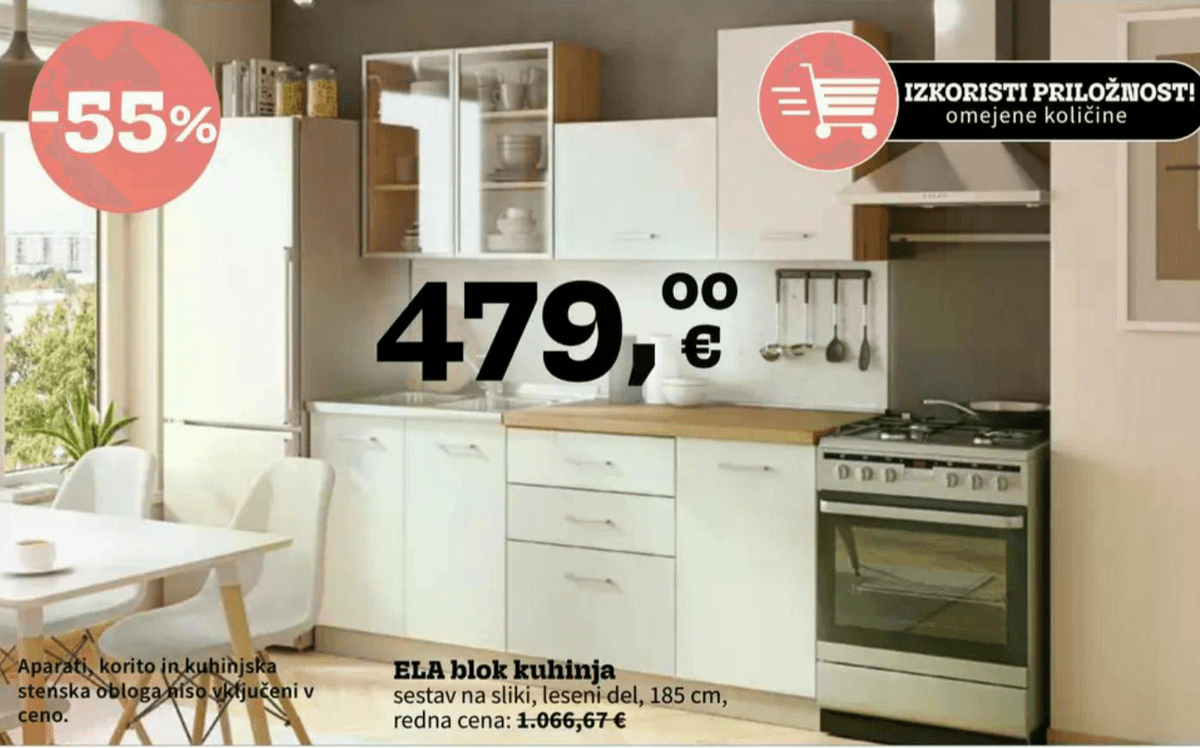 Ela blok kuhinja - Akcija v trgovini Prima
