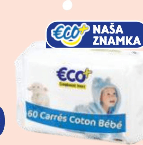 ECO+ Otroške bombažne blazinice 60/1 - Akcija v trgovini E.Leclerc