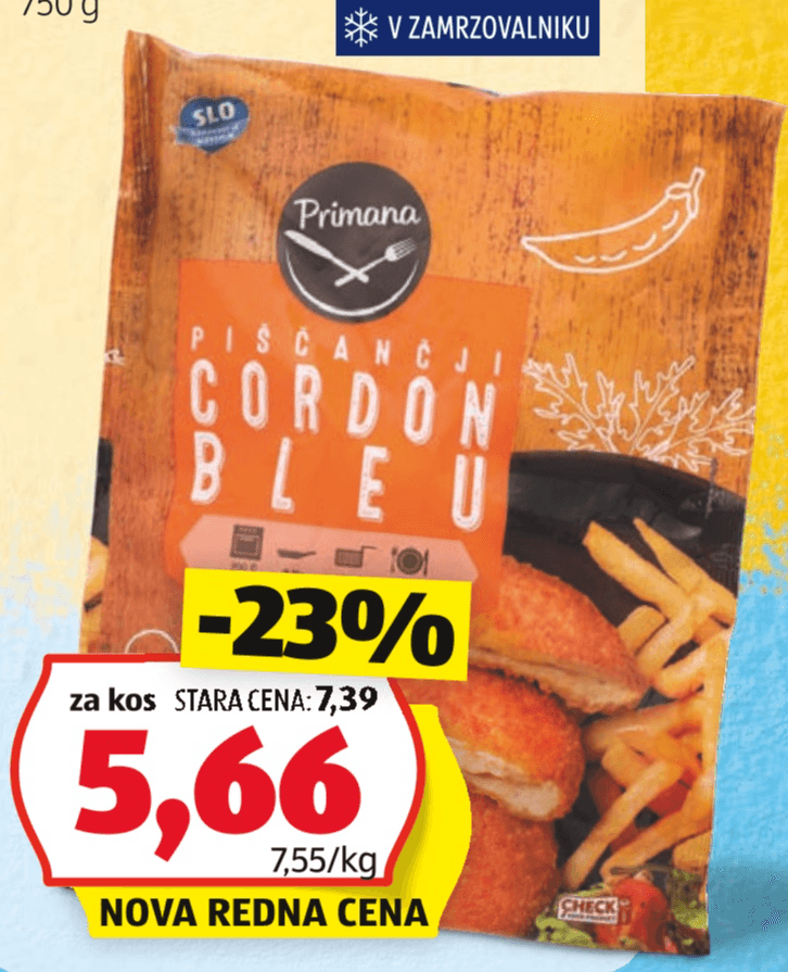Piščančji Cordon Bleu 750 g Primana - Akcija v trgovini Hofer