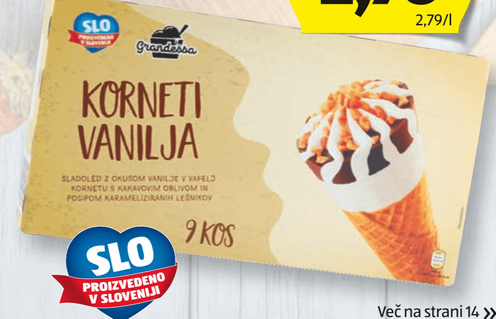 Grandessa Korneti Vanilja 9 kosov Akcija v trgovini Hofer