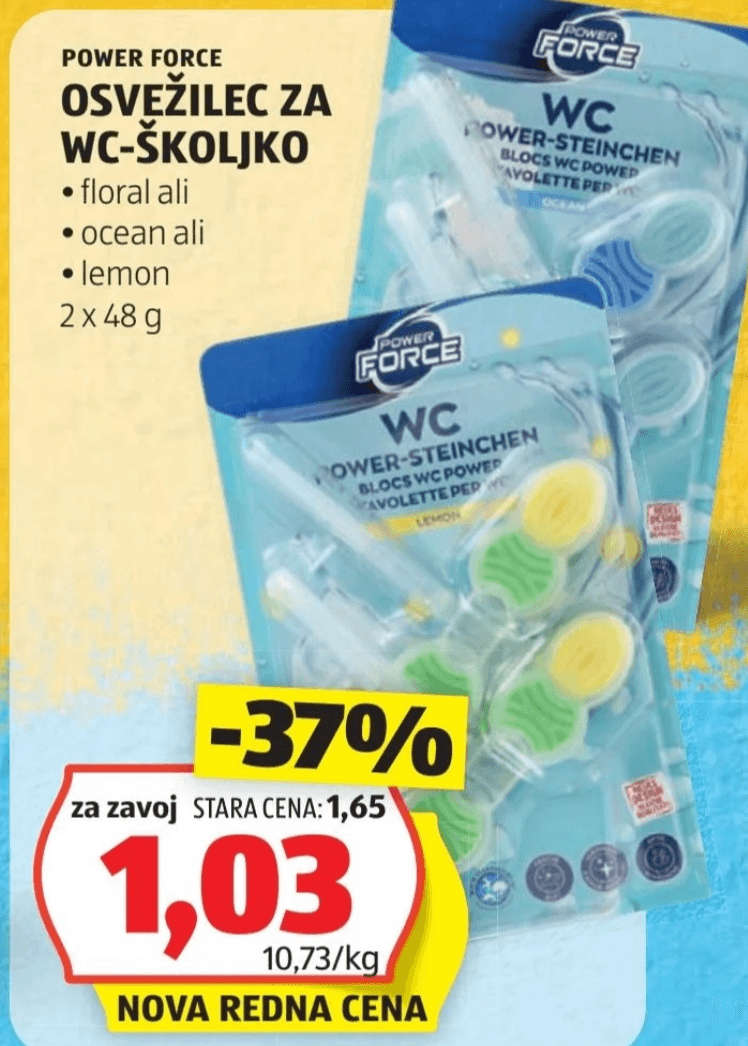 Power Force Osvežilec za WC-školjko 2 x 48 g - Akcija v trgovini Hofer