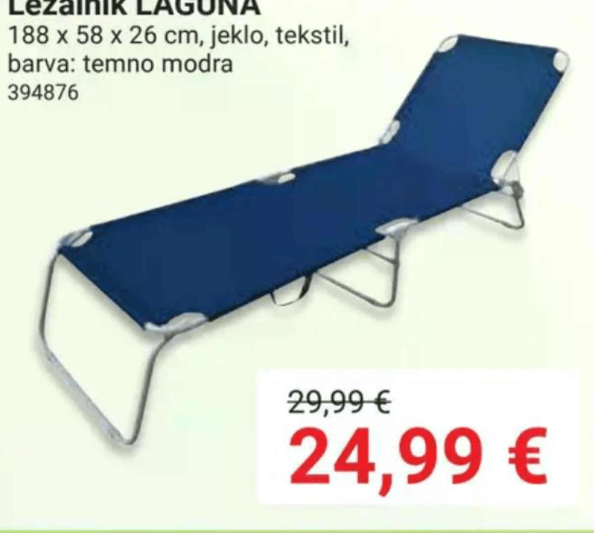 Ležalnik LAGUNA - Akcija v trgovini Pevex