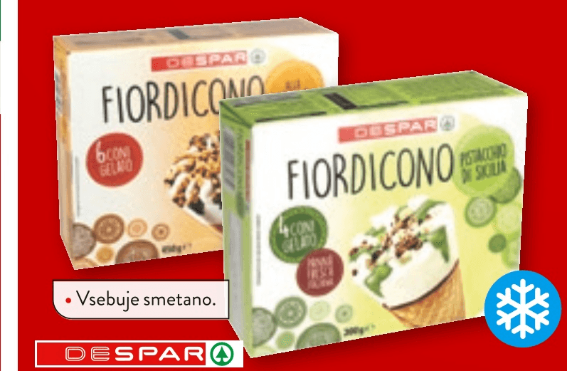 DESPAR Fiordicono Sladoled korneti 4 x 75 g ali 6 x 75 g - Akcija v trgovini Spar