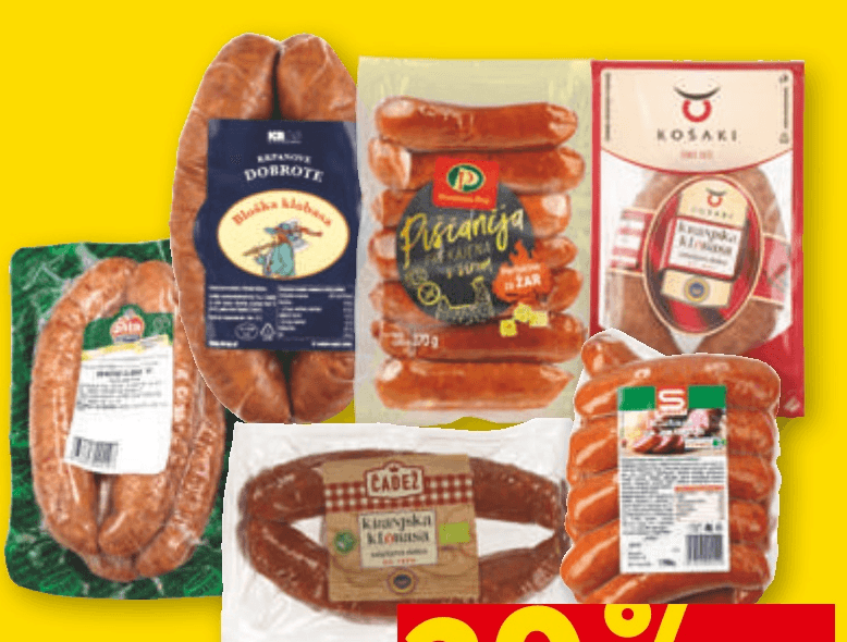 Vse pakirane klobase za kuhanje - Akcija v trgovini Spar