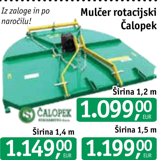 Mulčer rotacijski Čalopek Širina 1,4 m Akcija v trgovini Jager