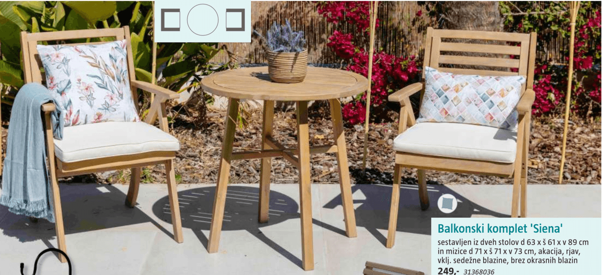 Balkonski komplet 'Siena' - Akcija v trgovini Bauhaus