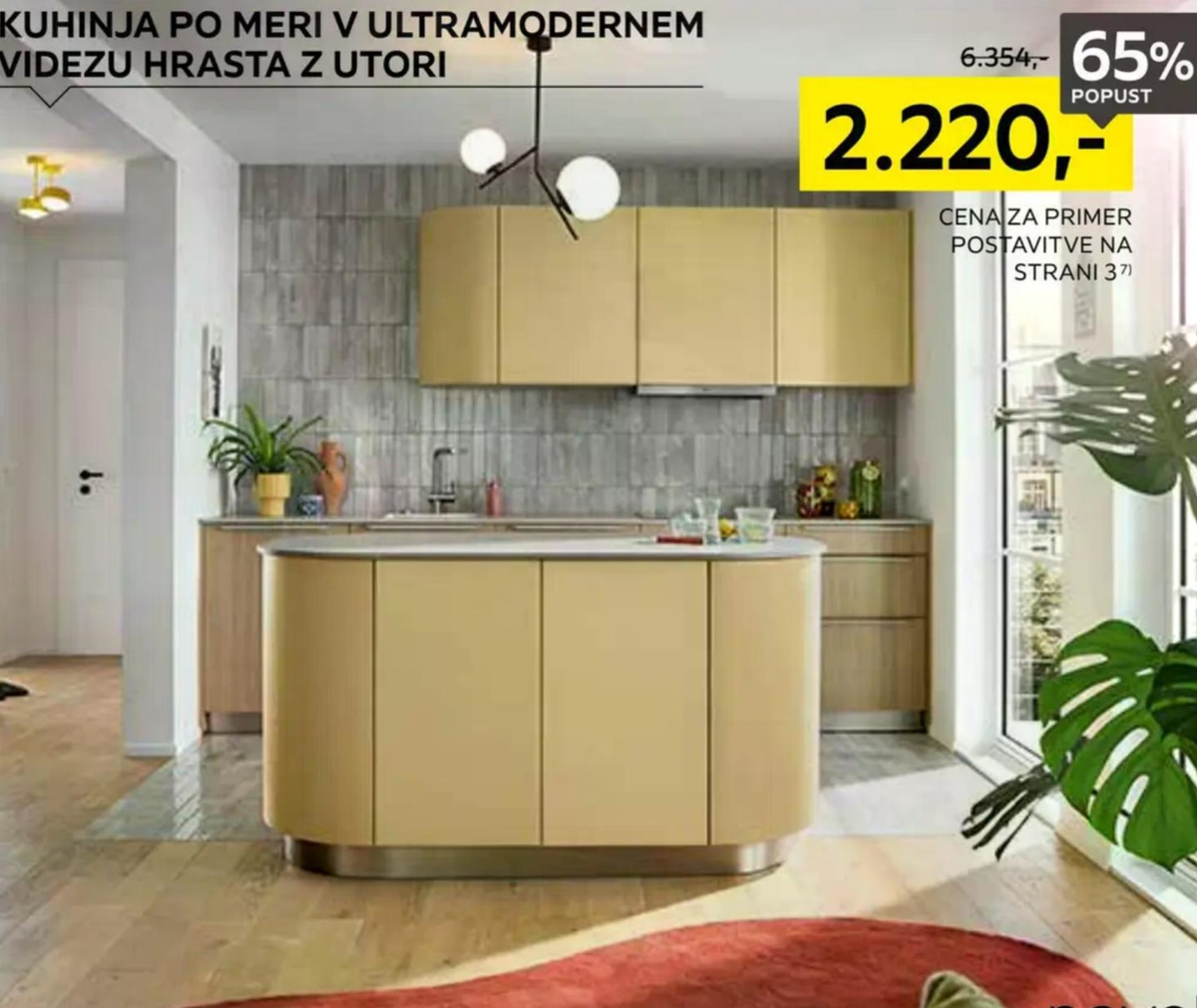 Kuhinja po meri v ultramodernem videzu hrasta z utori novel - Akcija v trgovini Lesnina