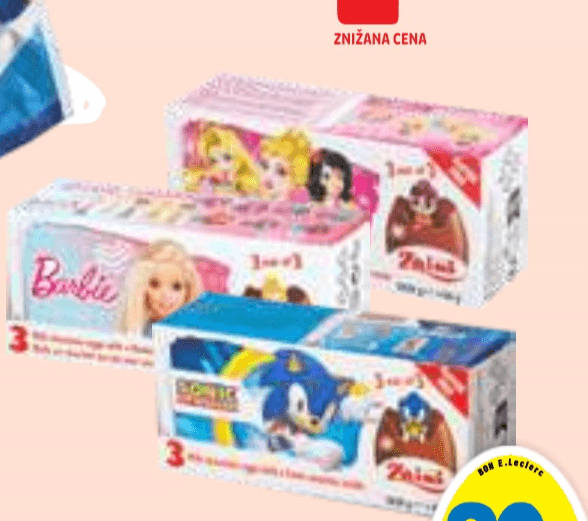 Čokoladna jajčka s presenečenjem 3x 20 g - Akcija v trgovini E.Leclerc