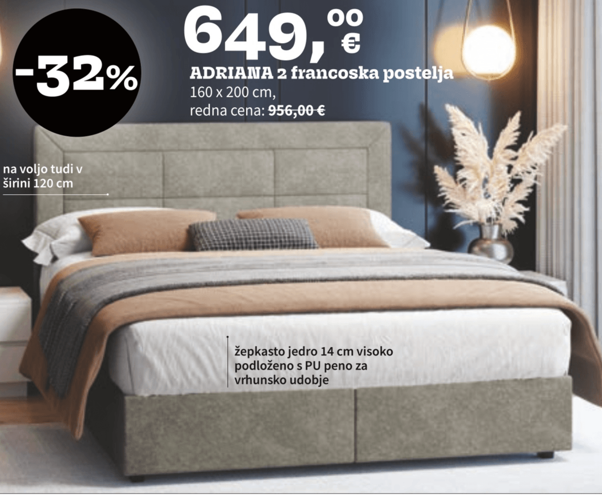 ADRIANA 2 francoska postelja 160 x 200 cm - Akcija v trgovini Prima