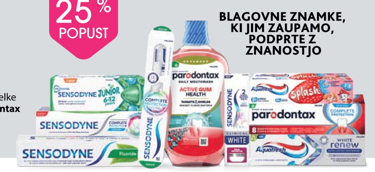 Sensodyne, Parodontax in Aquafresh izdelki Sensodyne, Parodontax, Aquafresh - Akcija v trgovini Tuš