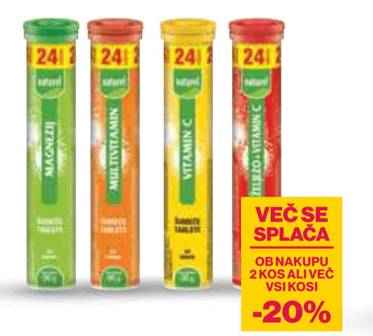 Šumeče tablete ali Vitamin C 500 direkt 96 g ali 10 x 3 g Natura - Akcija v trgovini Mercator