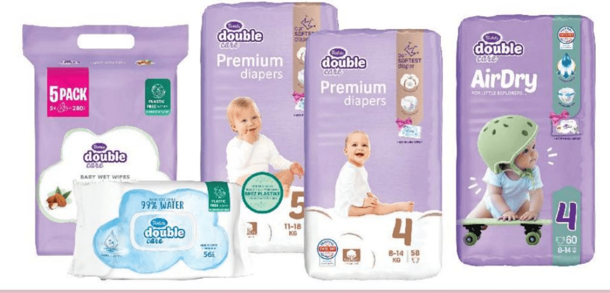 Robčki in plenice Double Care - Akcija v trgovini Tuš