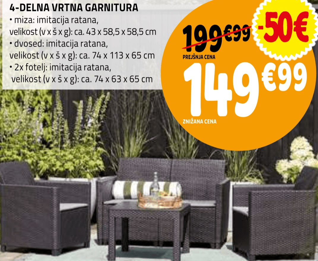 4-DELNA VRTNA GARNITURA - Akcija v trgovini E.Leclerc