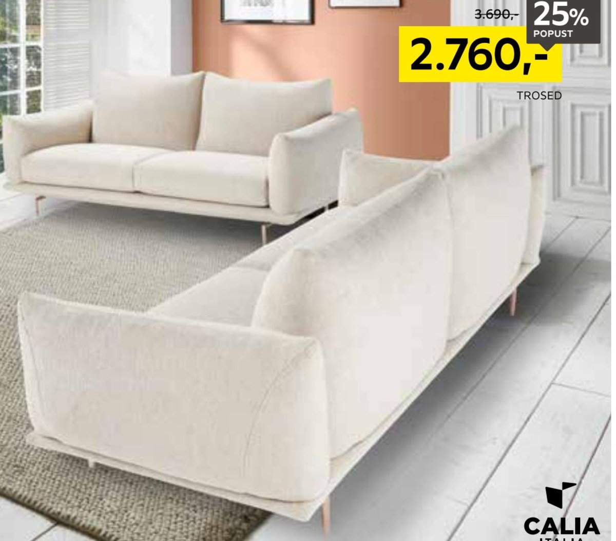 Sedežna garnitura Calia Italia - Akcija v trgovini Lesnina