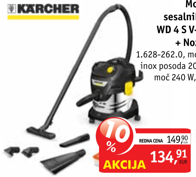 Mokro/suhi sesalnik Kärcher WD 4 S V-20/5/22 + Nozzles * EU - Akcija v trgovini Jager