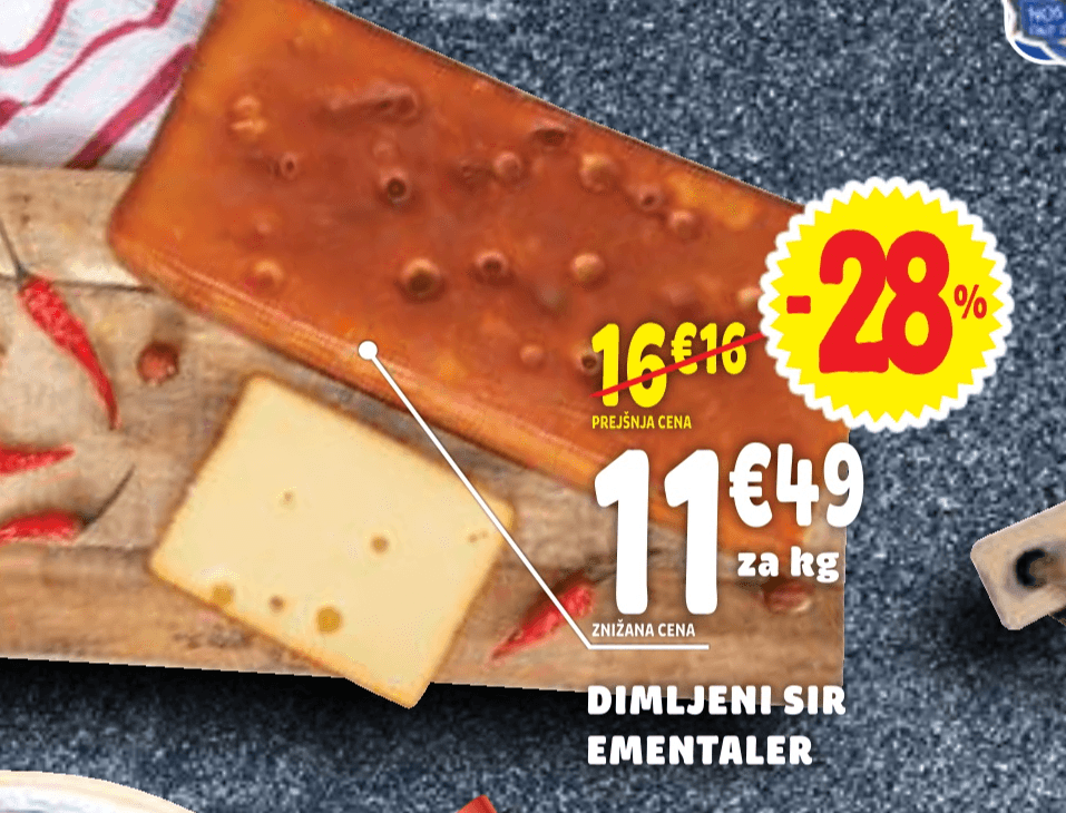 Dimljeni sir Ementaler - Akcija v trgovini E.Leclerc