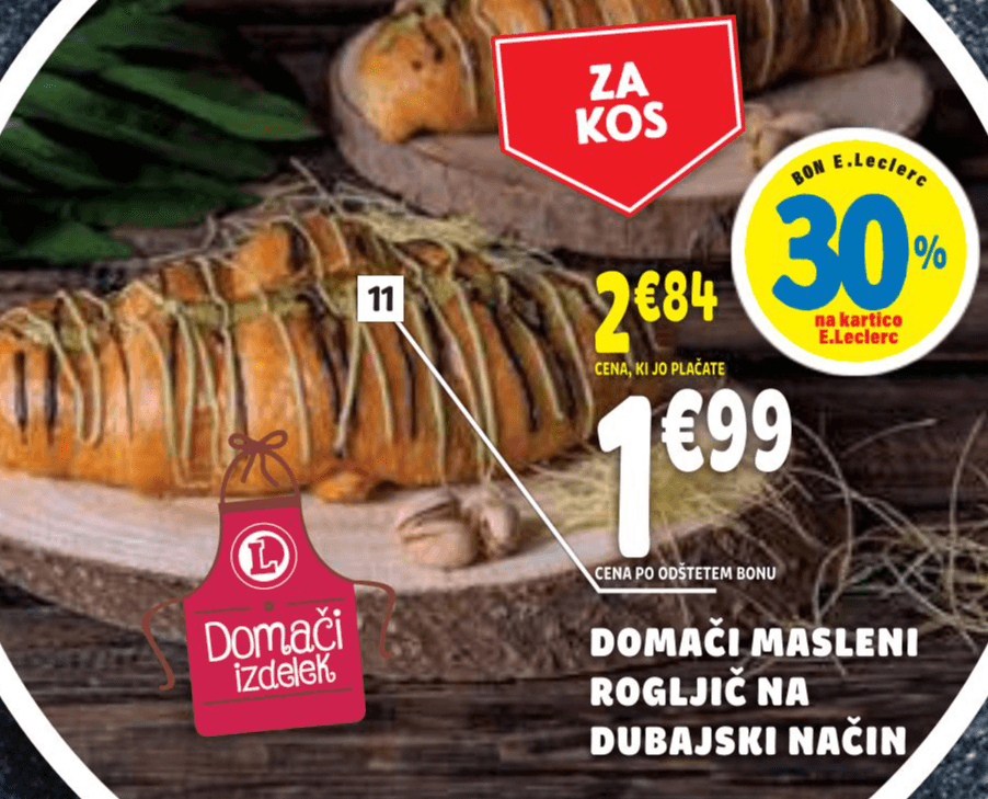 Domači masleni rogljič na dubajski način - Akcija v trgovini E.Leclerc