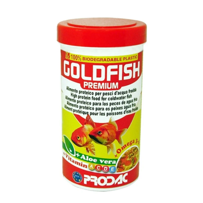 Krmna mešanica za zlate ribice v obliki kosmičev Prodac Goldfish Premium 100ML, 250ML, 1200ML - Akcija v trgovini Mr. Pet
