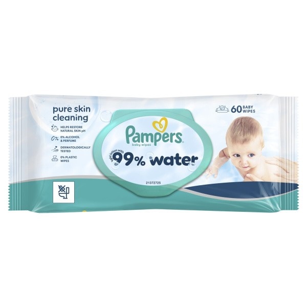Vlažilni robčki Pampers Aqua 1x 60 kos, 3 x 60 kos, 4 x 60 kos ali 6 x 60 kos - Akcija v trgovini Mercator