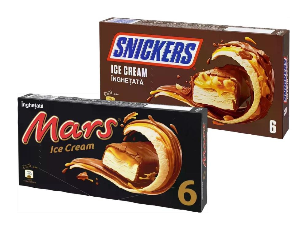 Mars ali Snickers Sladoledna ploščica 12/1, 540 ml ali 603,6 ml Mars, Snickers - Akcija v trgovini E.Leclerc