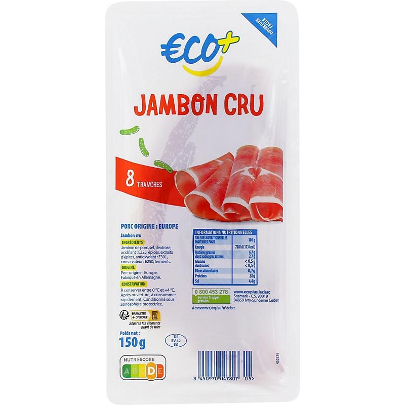 Pršut Eco Jambon Cru 150 g - Akcija v trgovini E.Leclerc