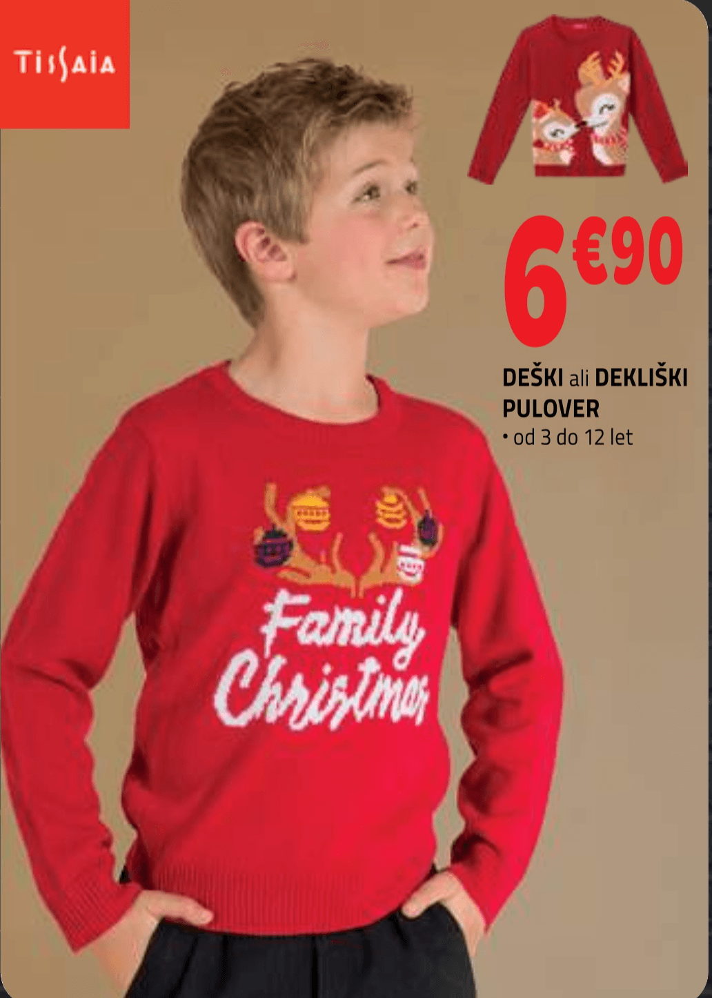 Tissaia deški ali dekliški pulover z jelenčki - Akcija v trgovini E.Leclerc