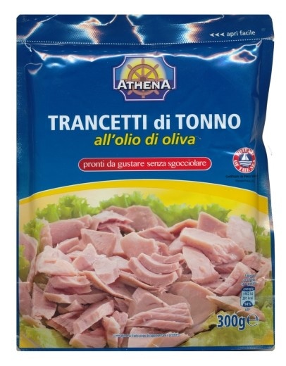 Athena Trancetti di Tonno tunina v oljčnem olju, v kosih 300 g Akcija v trgovini Eurospin