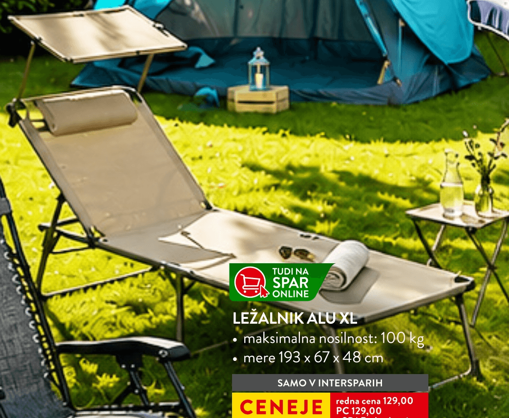 Ležalnik Alu XL 193 x 67 x 48 cm - Akcija v trgovini Spar