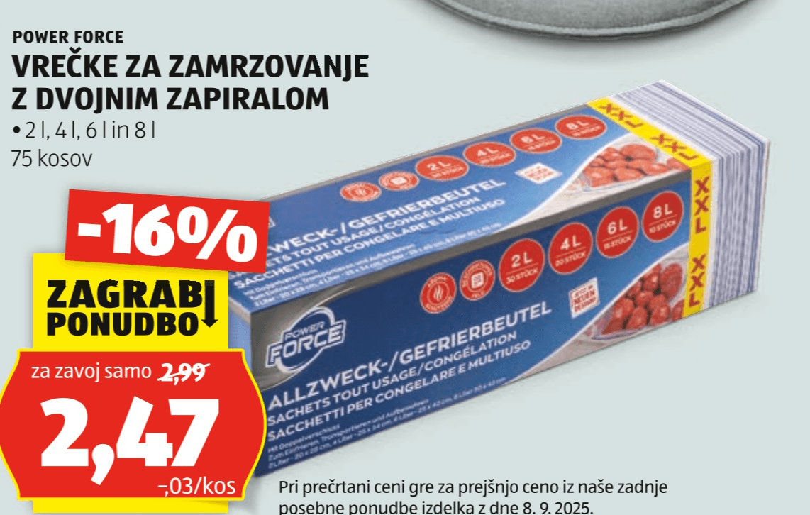 Vrečke za zamrzovanje z dvojnim zapiralom 75 kosov - Akcija v trgovini Hofer