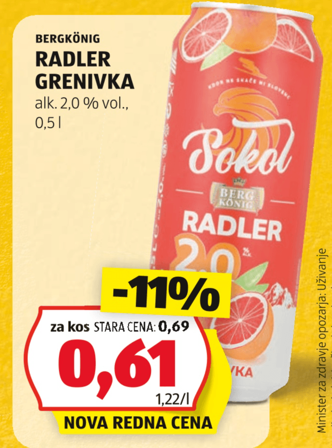 Radler Grenivka 0,5 l BERGKÖNIG - Akcija v trgovini Hofer