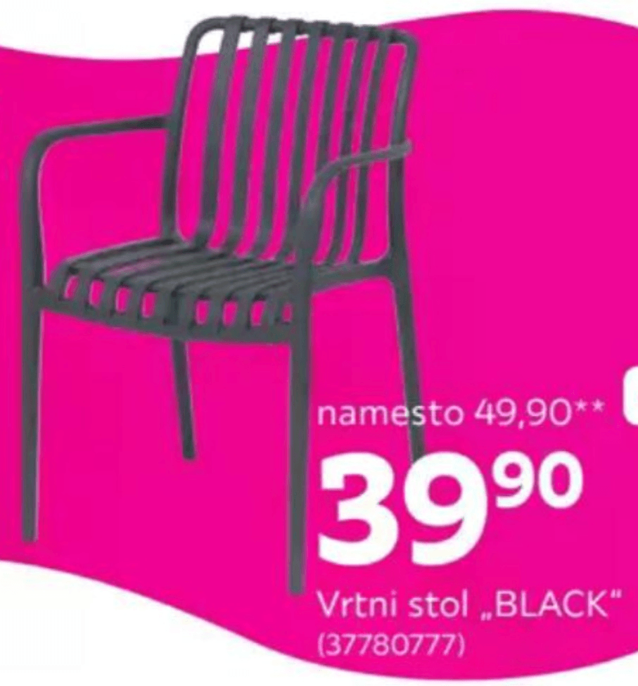 Vrtni stol „BLACK" - Akcija v trgovini Mömax