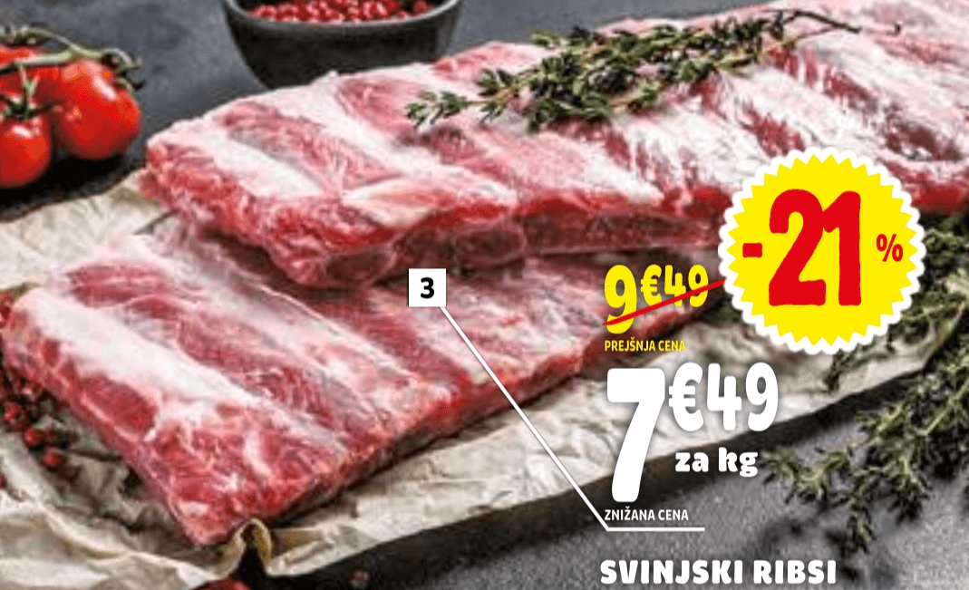 Svinjski ribsi - Akcija v trgovini E.Leclerc