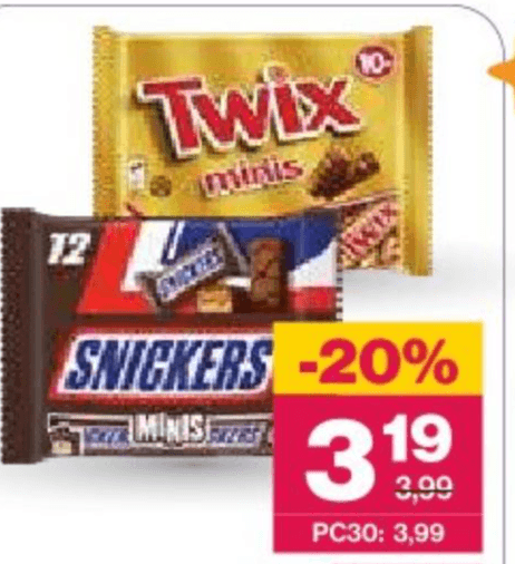 Snickers minis ali Twix minis 227 g Akcija v trgovini Mercator