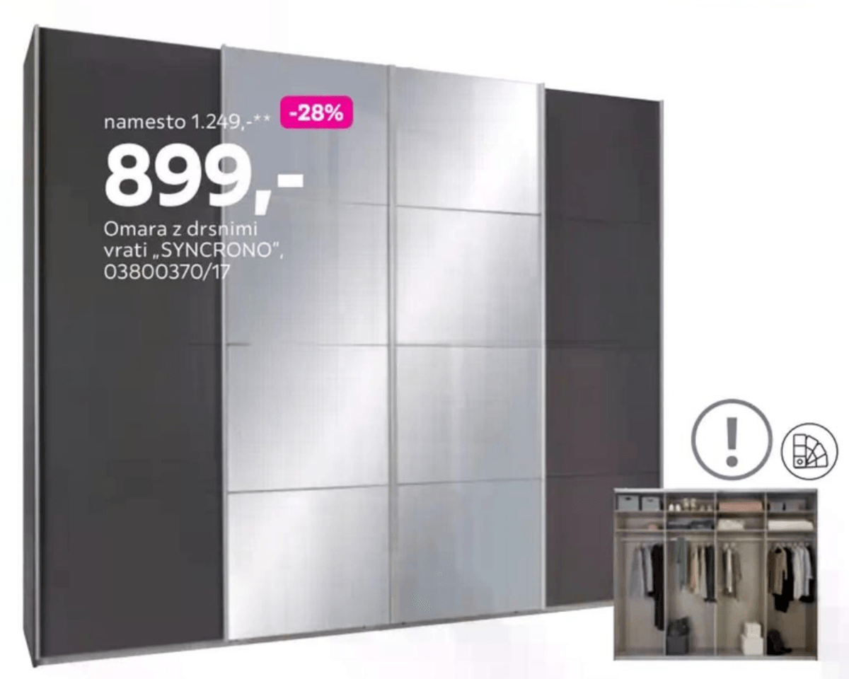 Omara z drsnimi vrati „SYNCRONO" - Akcija v trgovini Mömax