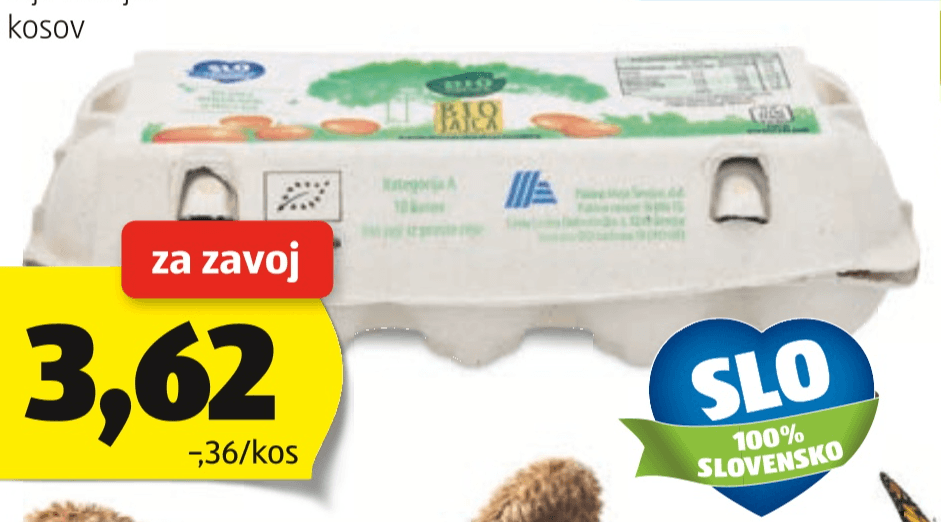 BIO Slovenska jajca 10 kosov Bio Natura - Akcija v trgovini Hofer