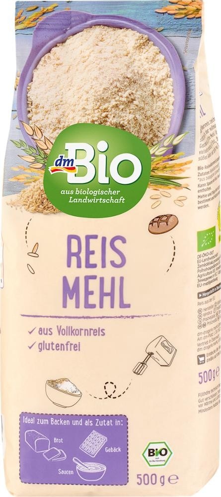 dmBio polnozrnata riževa moka brez glutena 500 g Akcija v trgovini Dm