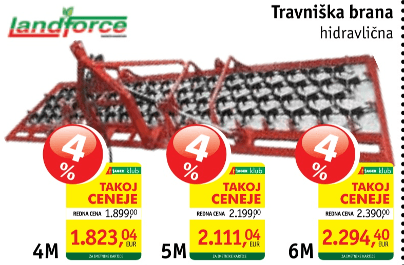 Travniška brana Landforce 6M - Akcija v trgovini Jager