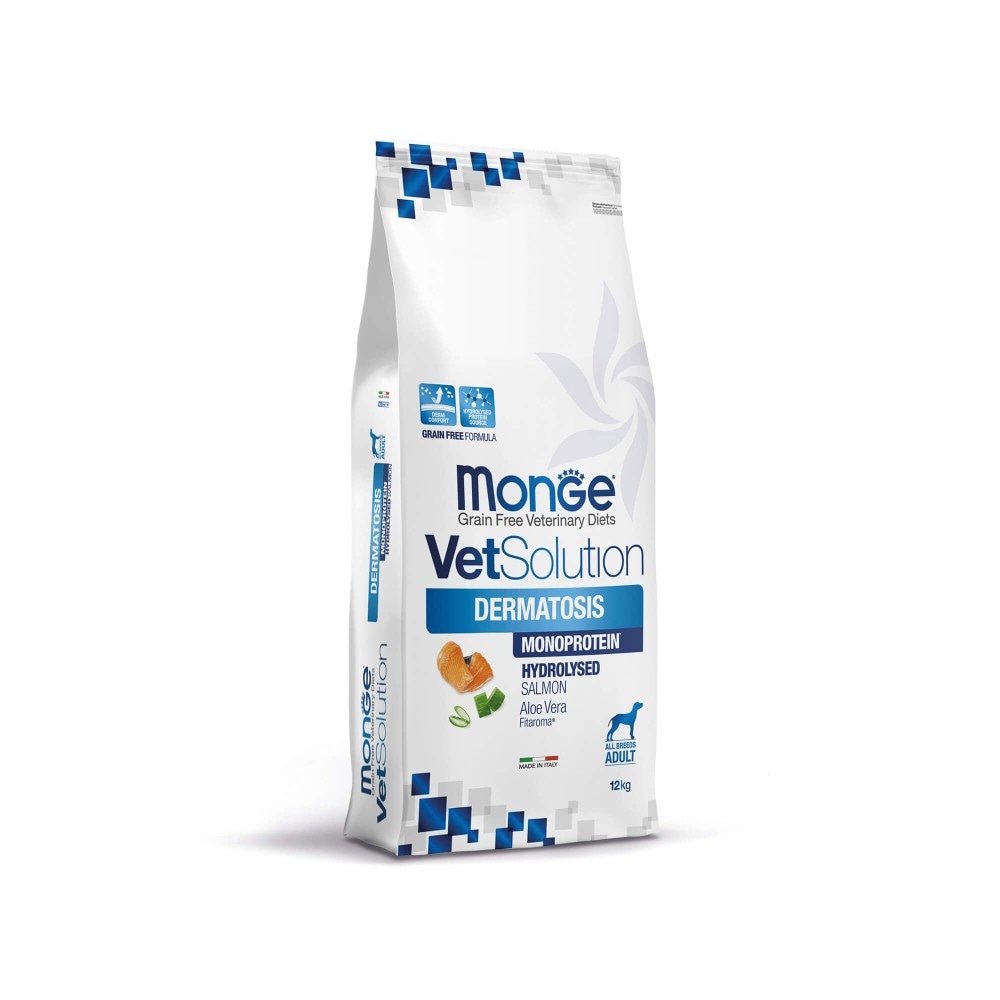 Monge VetSolution Dermatosis Monoprotein Hydrolysed Salmon Aloe Vera Fitaroma 12 kg Akcija v trgovini Mr. Pet