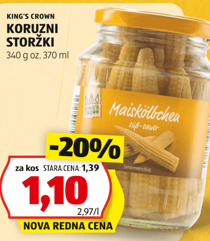 King's Crown Koruzni storžki 340 g oz. 370 ml - Akcija v trgovini Hofer
