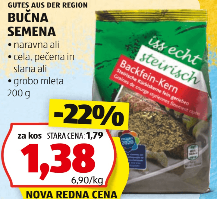 Gutes aus der Region Bučna semena 200 g iss echt steirisch - Akcija v trgovini Hofer